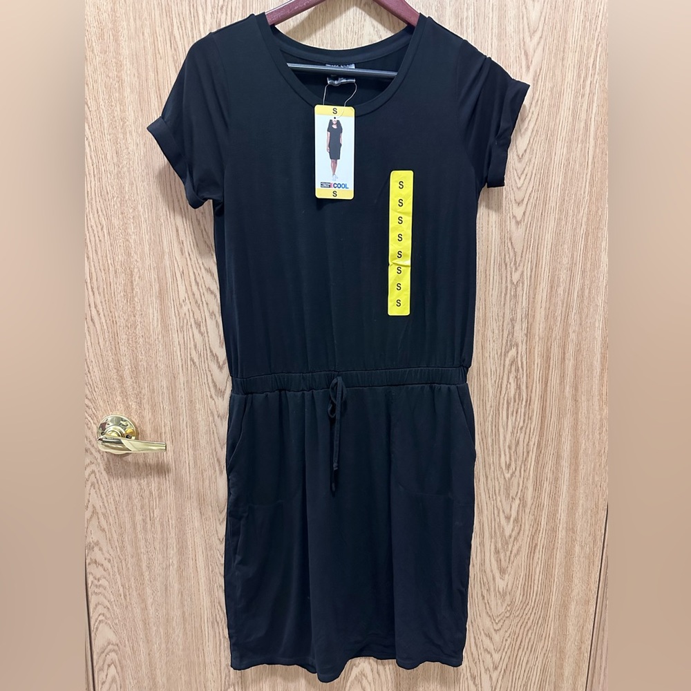 New 32 Degrees Cool Black Pocket Midi Casual Dress Women’s S